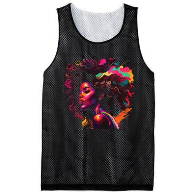 Colorful Art Black Queen Afro Melanin Dripping Junenth Mesh Reversible Basketball Jersey Tank