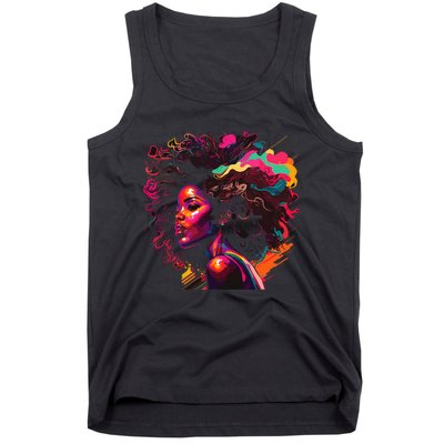 Colorful Art Black Queen Afro Melanin Dripping Junenth Tank Top