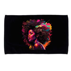 Colorful Art Black Queen Afro Melanin Dripping Junenth Microfiber Hand Towel