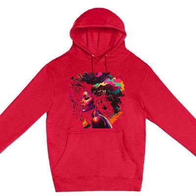 Colorful Art Black Queen Afro Melanin Dripping Junenth Premium Pullover Hoodie