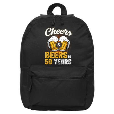 Cheers And Beers To 50 Years Happy Birthday 16 in Basic Backpack