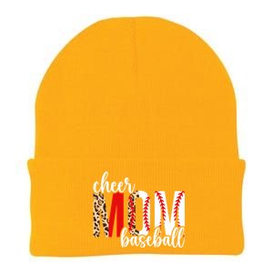 Cheer And Baseball Mom Leopard Baseball & Cheerleading Mom Cute Gift Knit Cap Winter Beanie