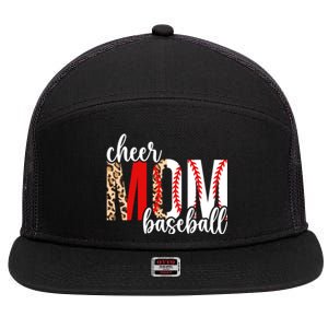 Cheer And Baseball Mom Leopard Baseball & Cheerleading Mom Cute Gift 7 Panel Mesh Trucker Snapback Hat