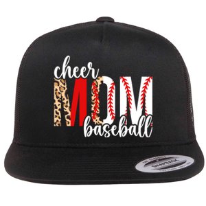 Cheer And Baseball Mom Leopard Baseball & Cheerleading Mom Cute Gift Flat Bill Trucker Hat