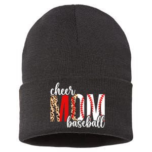 Cheer And Baseball Mom Leopard Baseball & Cheerleading Mom Cute Gift Sustainable Knit Beanie