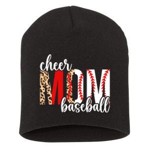 Cheer And Baseball Mom Leopard Baseball & Cheerleading Mom Cute Gift Short Acrylic Beanie