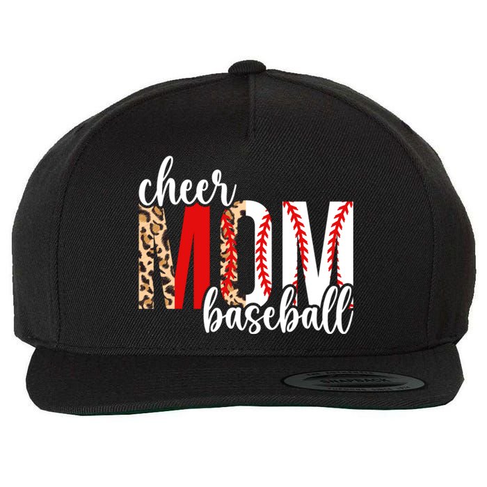 Cheer And Baseball Mom Leopard Baseball & Cheerleading Mom Cute Gift Wool Snapback Cap