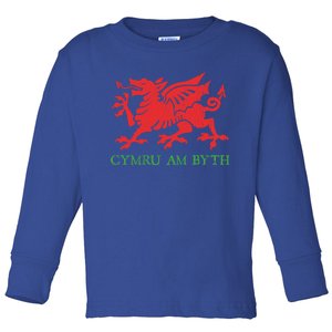 Cymru Am Byth Welsh Rugby Dragon Wales Player Pride Funny Gift Cool Gift Toddler Long Sleeve Shirt