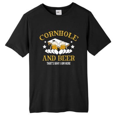 Cornhole And Beer Thats Why I Am Here For A Cornhole Player Tall Fusion ChromaSoft Performance T-Shirt