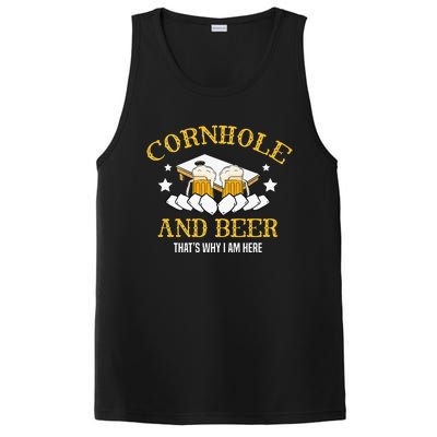 Cornhole And Beer Thats Why I Am Here For A Cornhole Player PosiCharge Competitor Tank