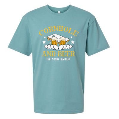 Cornhole And Beer Thats Why I Am Here For A Cornhole Player Sueded Cloud Jersey T-Shirt