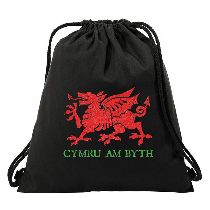 Cymru Am Byth Welsh Rugby Dragon Wales Player Pride Gifts Drawstring Bag