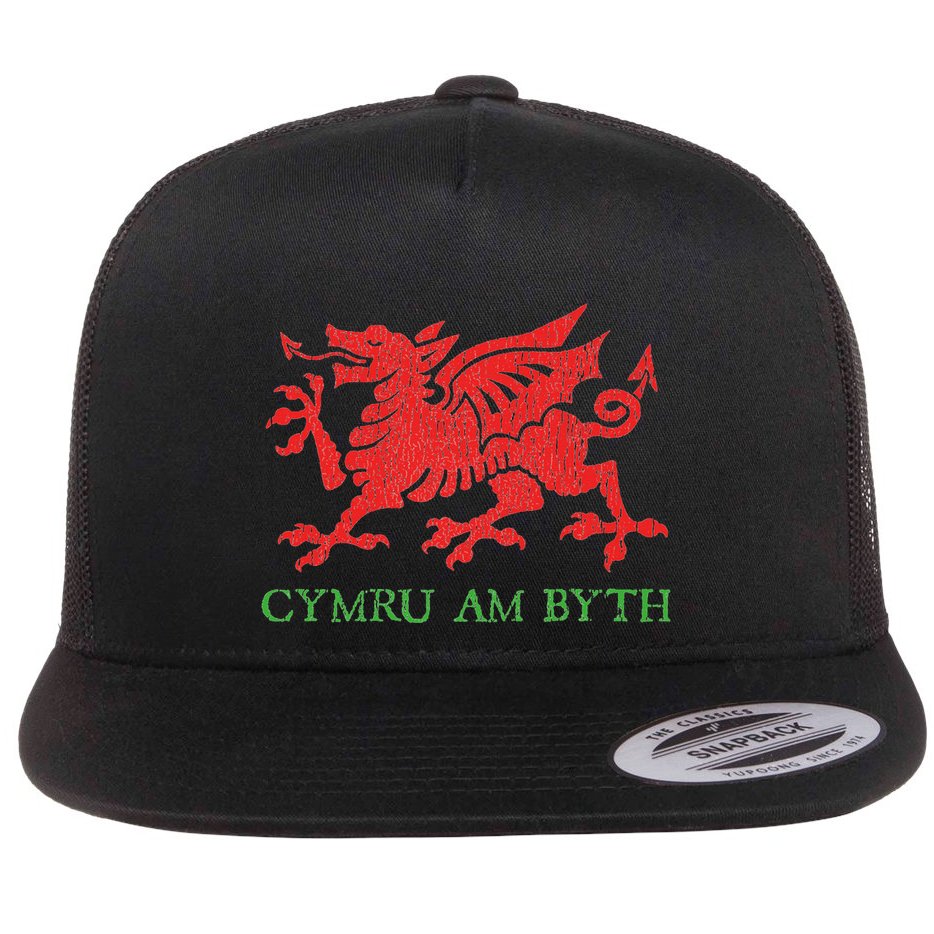Cymru Am Byth Welsh Rugby Dragon Wales Player Pride Gifts Flat Bill Trucker Hat