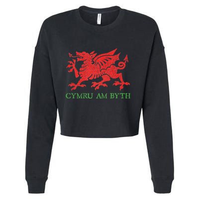 Cymru Am Byth Welsh Rugby Dragon Wales Player Pride Gifts Cropped Pullover Crew