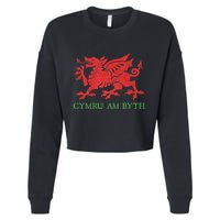 Cymru Am Byth Welsh Rugby Dragon Wales Player Pride Gifts Cropped Pullover Crew
