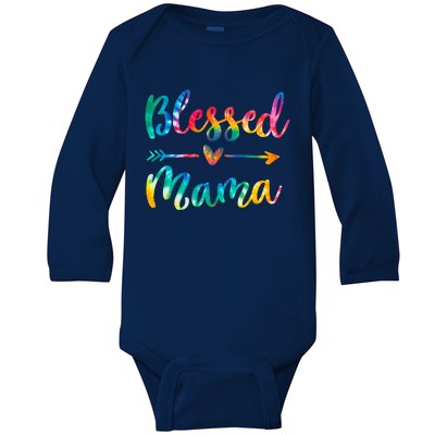 Cute Arrow Blessed Mama Tie Dye Rainbow Hippie Mothers Day Meaningful Gift Baby Long Sleeve Bodysuit