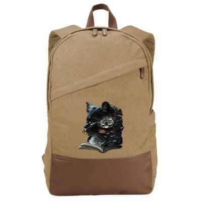 Cat Art Book Cat Motif Flowers Cat Cotton Canvas Backpack