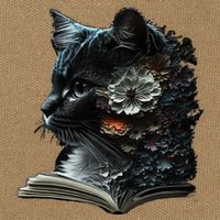 Cat Art Book Cat Motif Flowers Cat Cotton Canvas Backpack