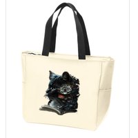 Cat Art Book Cat Motif Flowers Cat Zip Tote Bag