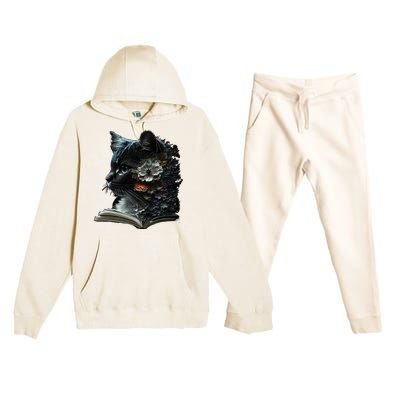 Cat Art Book Cat Motif Flowers Cat Premium Hooded Sweatsuit Set