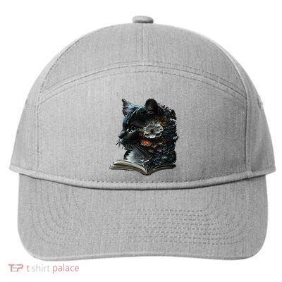 Cat Art Book Cat Motif Flowers Cat 7-Panel Snapback Hat