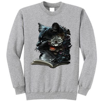 Cat Art Book Cat Motif Flowers Cat Tall Sweatshirt