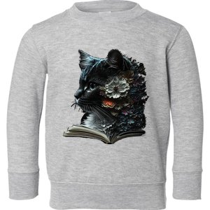 Cat Art Book Cat Motif Flowers Cat Toddler Sweatshirt