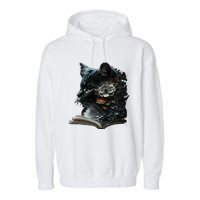 Cat Art Book Cat Motif Flowers Cat Garment-Dyed Fleece Hoodie