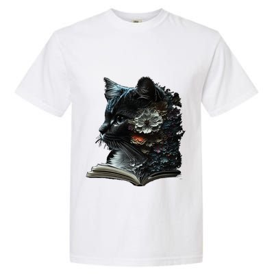 Cat Art Book Cat Motif Flowers Cat Garment-Dyed Heavyweight T-Shirt