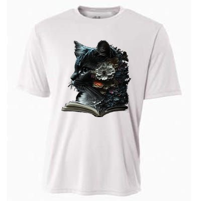 Cat Art Book Cat Motif Flowers Cat Cooling Performance Crew T-Shirt