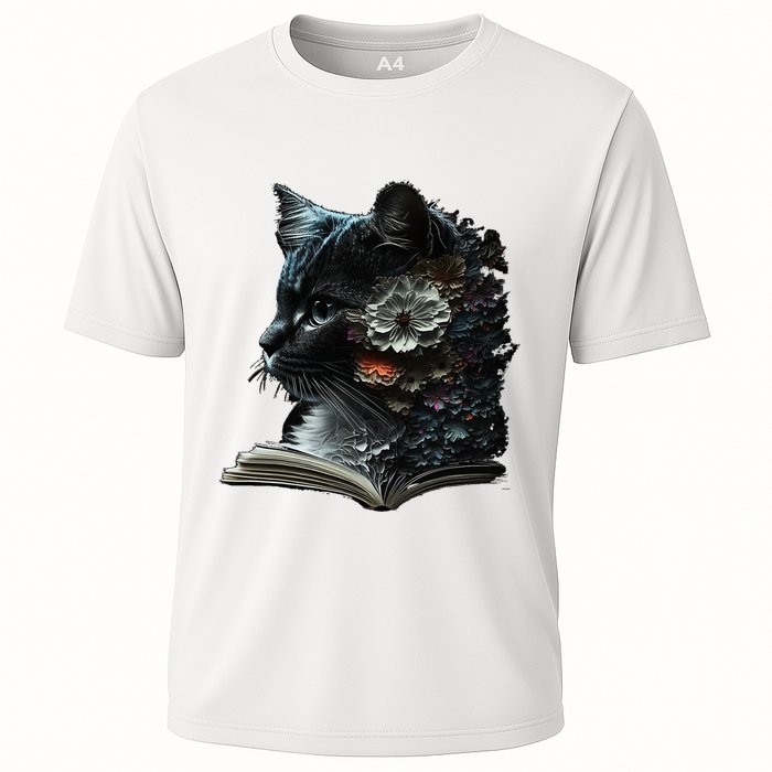 Cat Art Book Cat Motif Flowers Cat Cooling Performance Crew T-Shirt