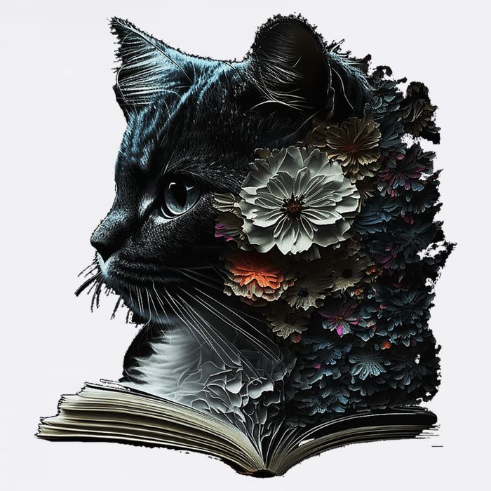 Cat Art Book Cat Motif Flowers Cat Cooling Performance Crew T-Shirt