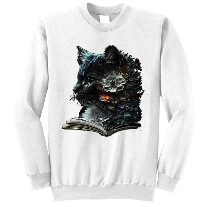 Cat Art Book Cat Motif Flowers Cat Sweatshirt