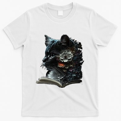 Cat Art Book Cat Motif Flowers Cat T-Shirt