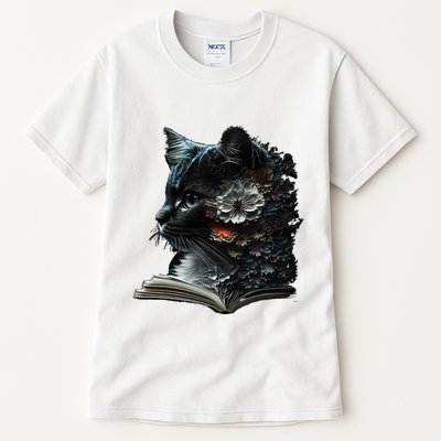 Cat Art Book Cat Motif Flowers Cat Tall T-Shirt