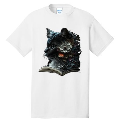 Cat Art Book Cat Motif Flowers Cat Tall T-Shirt