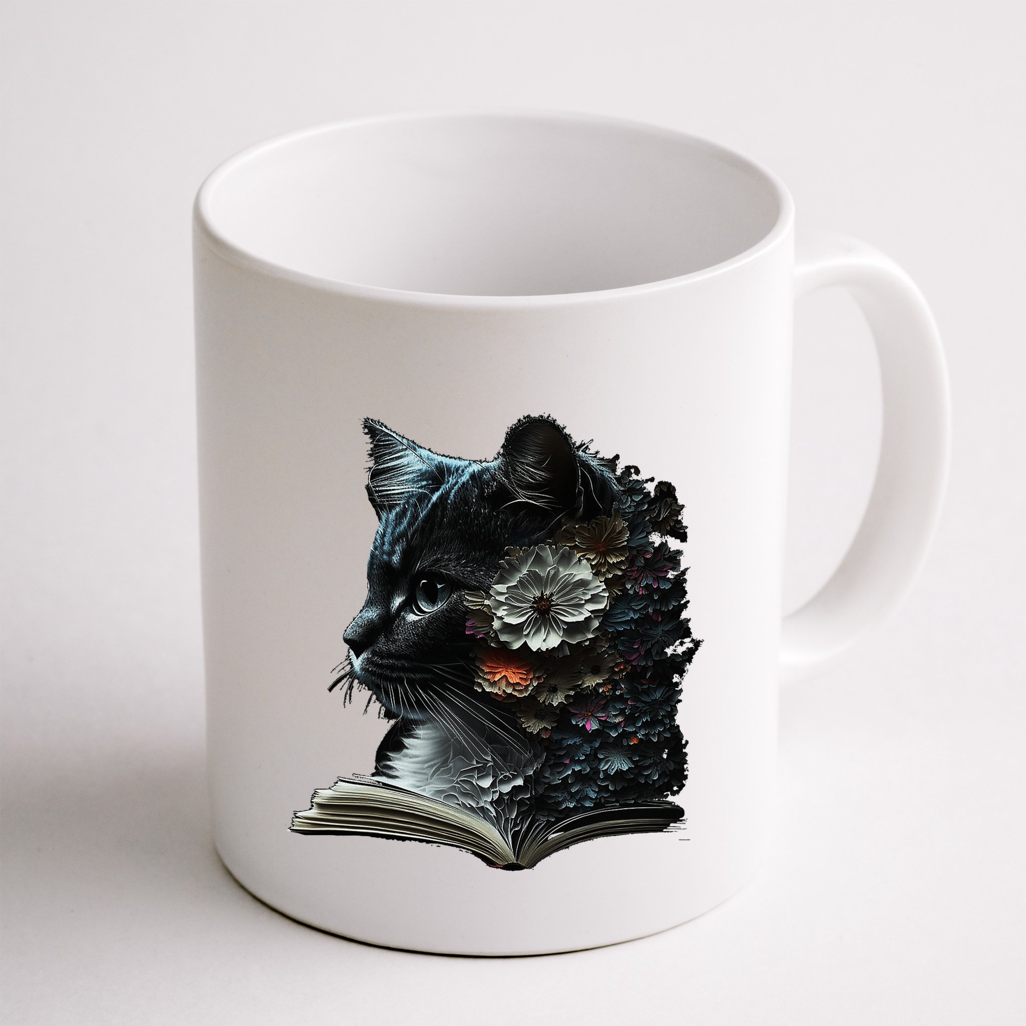 Cat Art Book Cat Motif Flowers Cat Mug