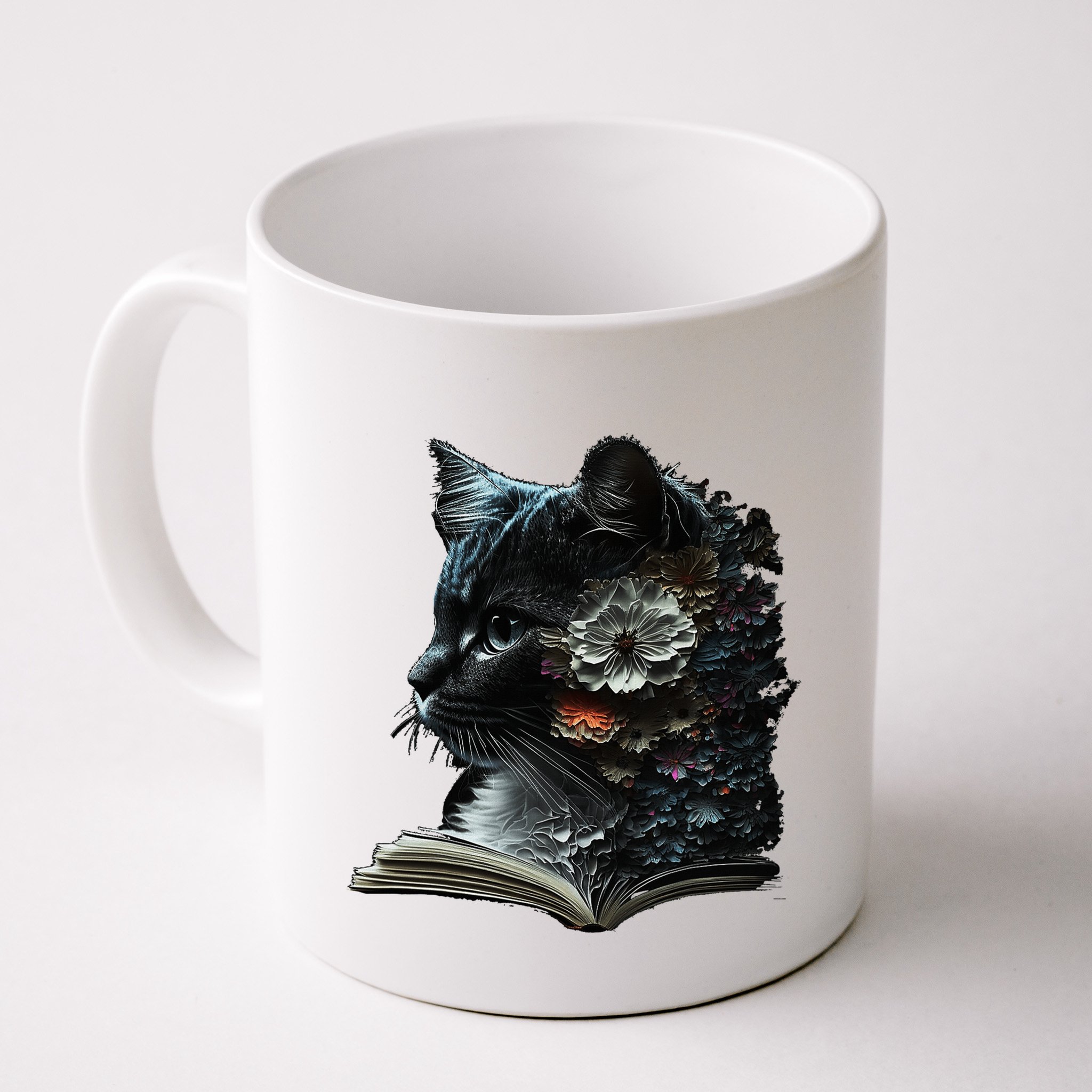 Cat Art Book Cat Motif Flowers Cat Mug