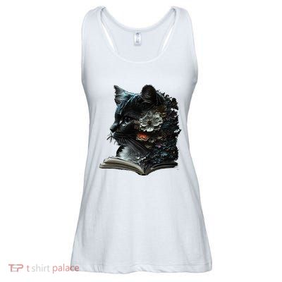 Cat Art Book Cat Motif Flowers Cat Ladies Essential Flowy Tank