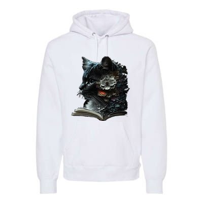 Cat Art Book Cat Motif Flowers Cat Premium Hoodie