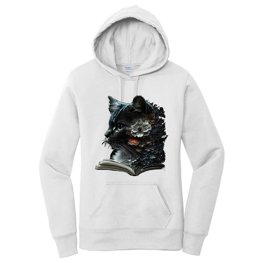 Cat Art Book Cat Motif Flowers Cat Women's Pullover Hoodie