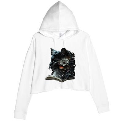 Cat Art Book Cat Motif Flowers Cat Crop Fleece Hoodie