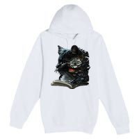 Cat Art Book Cat Motif Flowers Cat Premium Pullover Hoodie