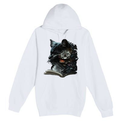 Cat Art Book Cat Motif Flowers Cat Premium Pullover Hoodie