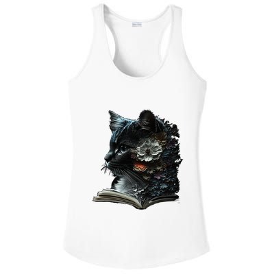 Cat Art Book Cat Motif Flowers Cat Ladies PosiCharge Competitor Racerback Tank