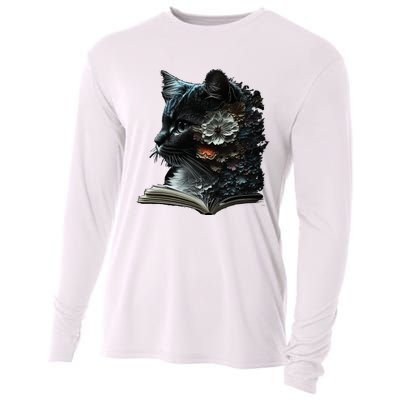 Cat Art Book Cat Motif Flowers Cat Cooling Performance Long Sleeve Crew