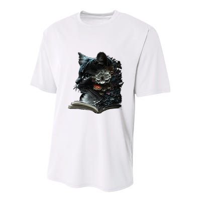 Cat Art Book Cat Motif Flowers Cat Youth Performance Sprint T-Shirt