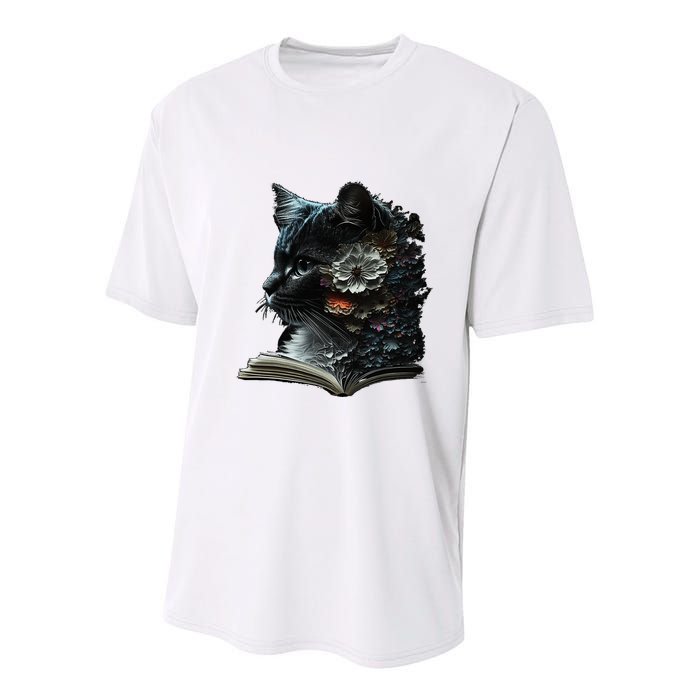 Cat Art Book Cat Motif Flowers Cat Youth Performance Sprint T-Shirt