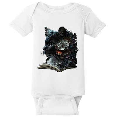 Cat Art Book Cat Motif Flowers Cat Baby Bodysuit