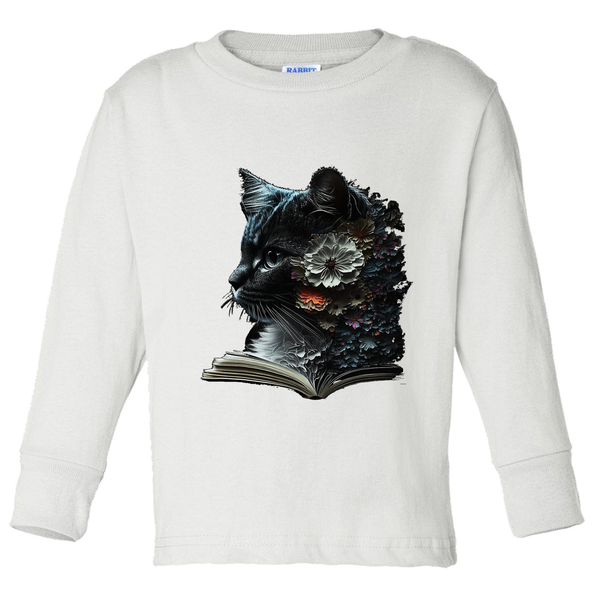 Cat Art Book Cat Motif Flowers Cat Toddler Long Sleeve Shirt